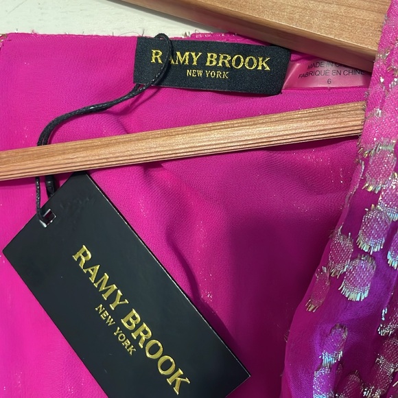 New Ramy Brook Julianna Plunging Maxi Dress in Electric Pink Jacquard size 6 - Picture 12 of 16